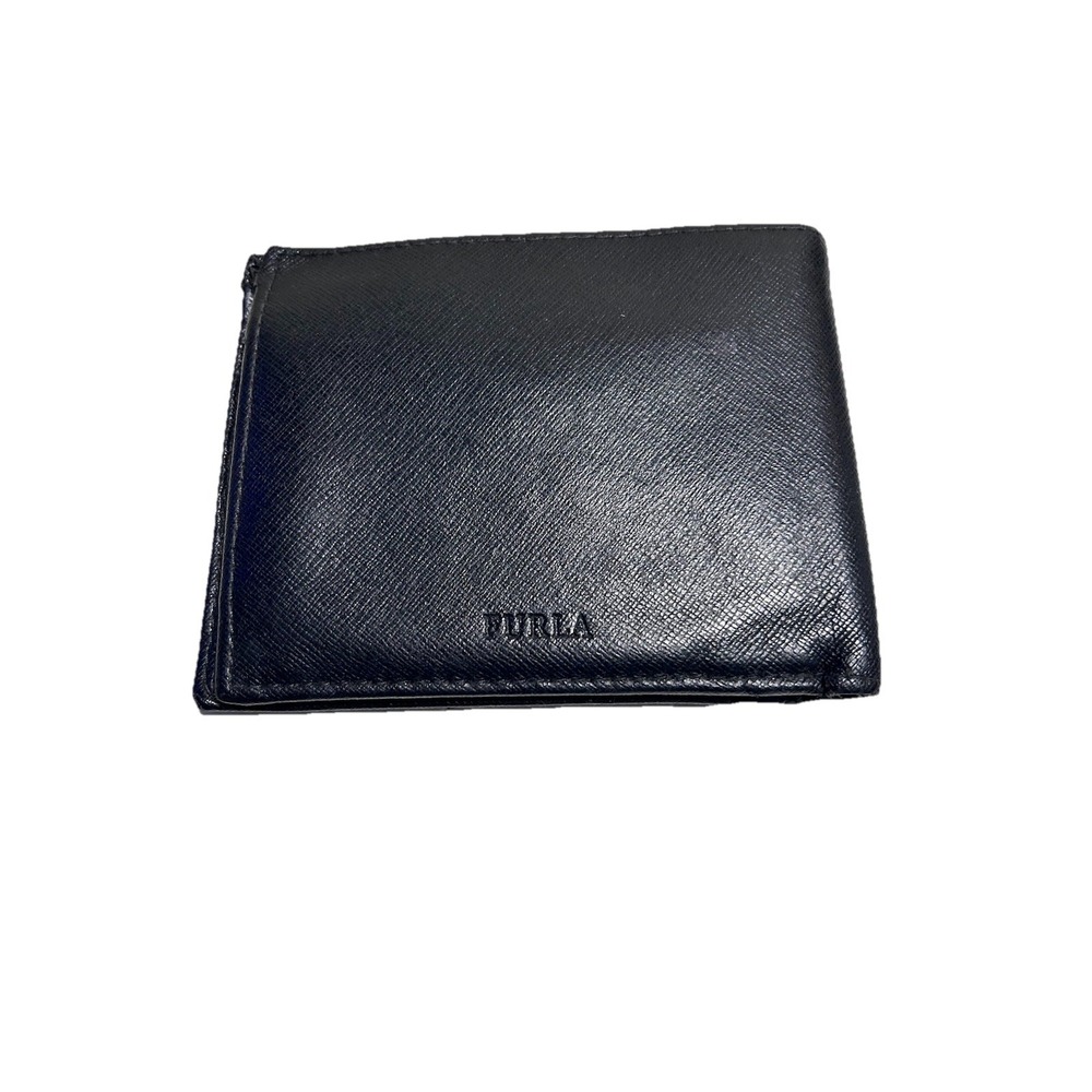 Furla Bi-fold Coin Wallet Black Genuine Leather